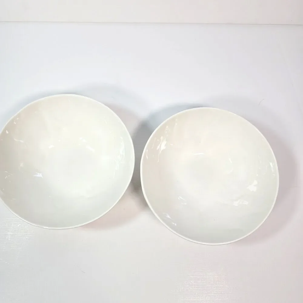 Pier 1 Soup Cereal Bowls Autumn Pumpkin Set of 2 Squash Gourd Fine China Ceramic